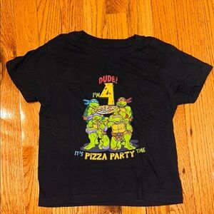 Black Kids Ninja Turtles 4th Birthday T-Shirt-XS